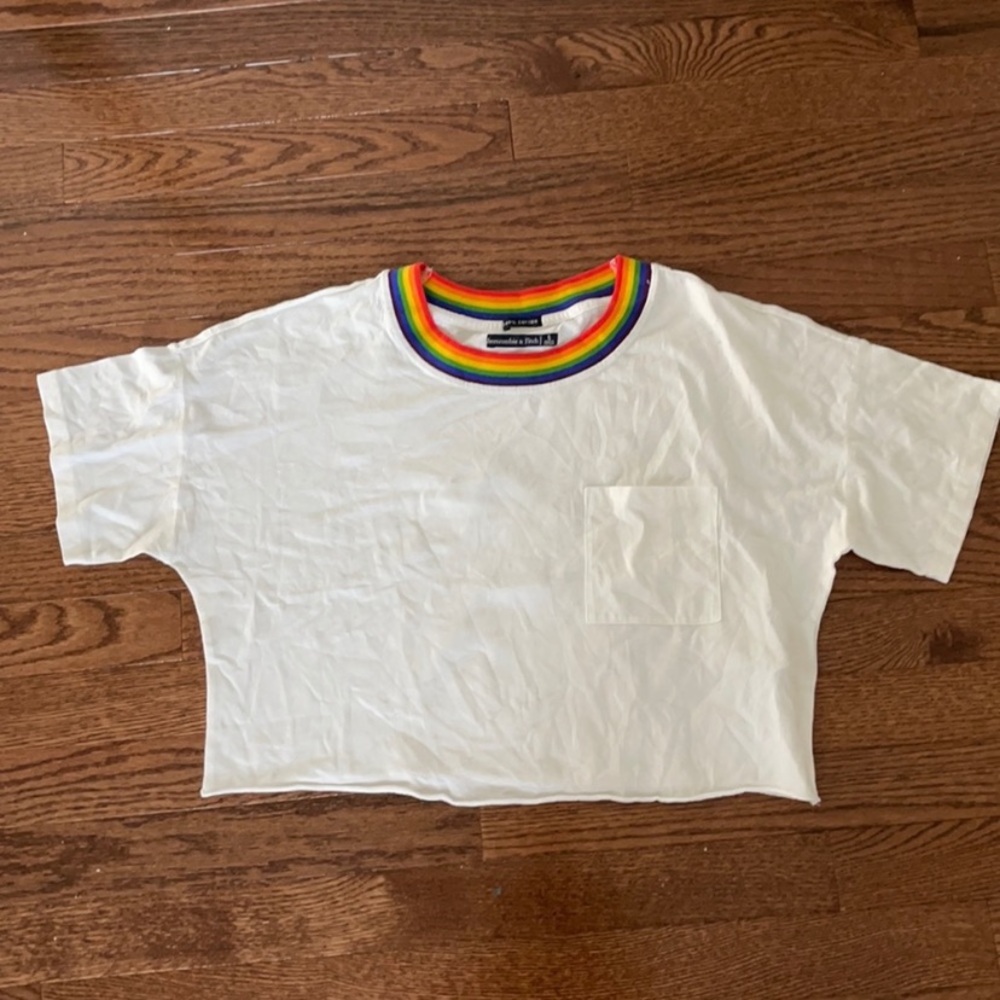 A&F Cropped Rainbow Top. S